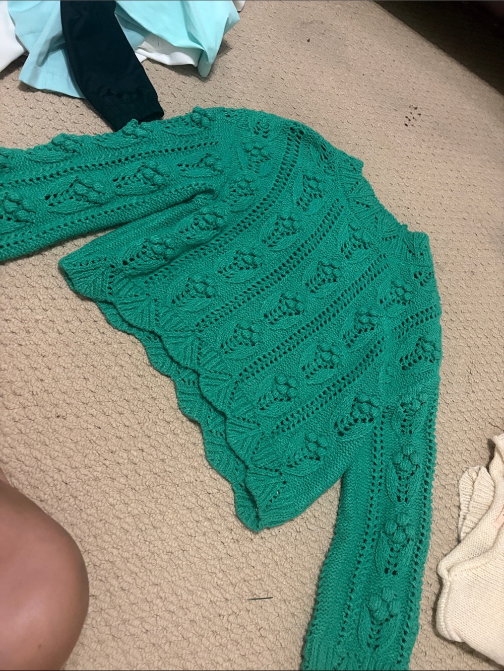 Zara Green Knit Crewneck Sweater